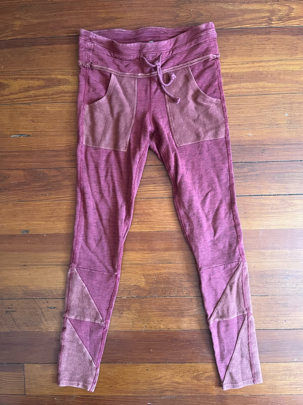 Free People Movement Burgundy Leggings with Patch Details